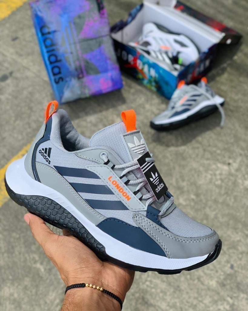 Tenis Adidas London Gris Naranja